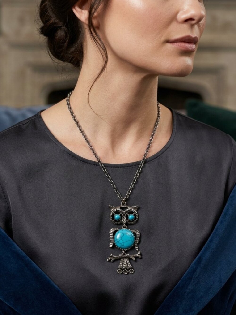 Vintage Necklace Inspired Owl Statement
